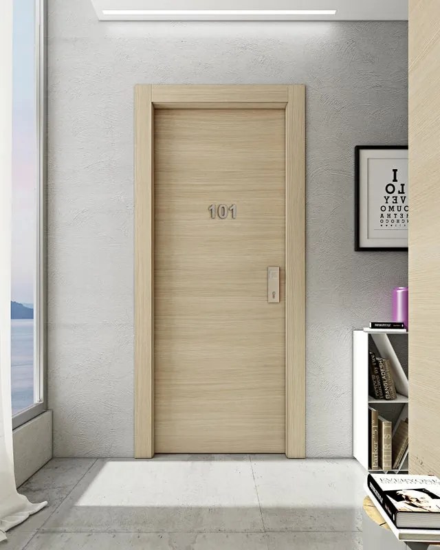 Porta interna a battente REI30S1 Deserto in legno di abete colore olmo chiaro, L 60 x H 210 cm, apertura a sinistra