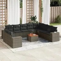 Set Divani da Giardino 11 pz con Cuscini in Polyrattan Grigio 3257852