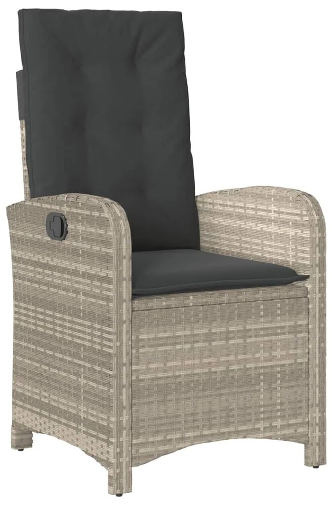 Set da pranzo da giardino 7 pz cuscini polyrattan grigio chiaro
