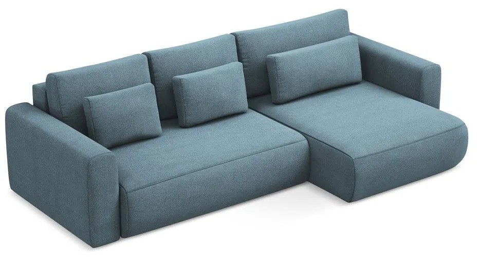 Divano angolare azzurro allungabile/con contenitore (con penisola a destra/con chaise lounge) Kapua – Makamii
