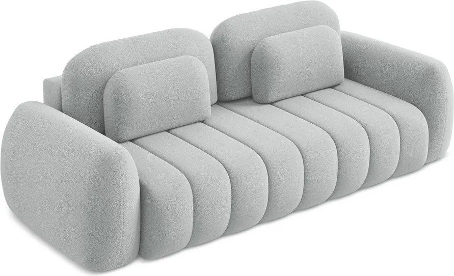 Divano grigio chiaro allungabile/con contenitore con rivestimento in bouclé 266 cm Pele – Makamii