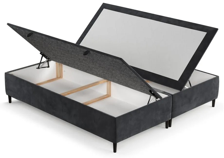 Letto matrimoniale imbottito antracite con contenitore 160x200 cm Tate - Maison de Rêve