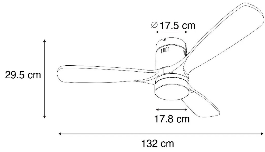 Ventilatore da soffitto intelligente nero 132 cm con LED dimmerabile a 3 fasi in Kelvin e telecomando - Sofia
