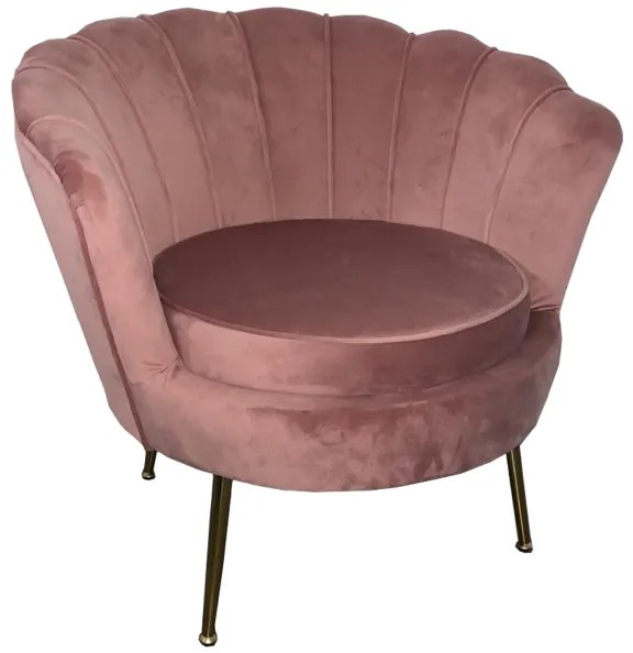 Poltrona velluto con schienale a conchiglia - FIORE finitura Rosa