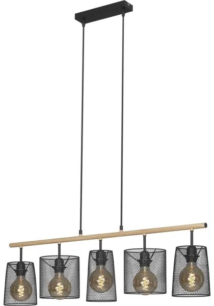 Brilo 4078-054 - Lampadario sospeso con cavo WOOD & STYLE 5xE27/60W/230V