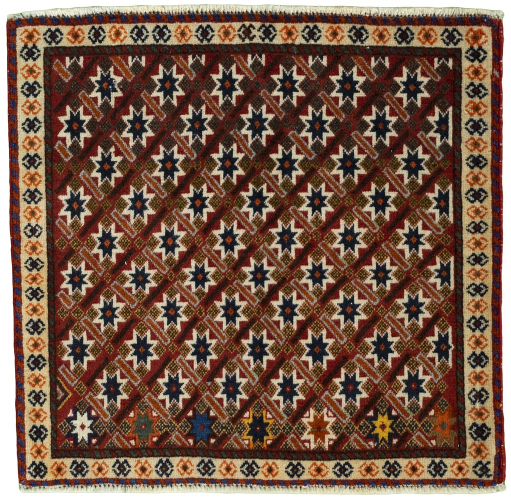 Shiraz Tappeto 70 x 60 Rosso (Iran) Annodato A Mano