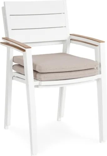 Sedia Da Esterno In Alluminio Con Braccioli E Cuscino Zelmar Bianco Bizzotto