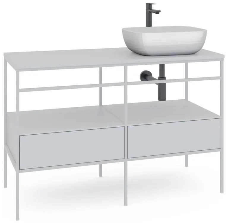 Mobile sottolavabo e lavabo Outline nero L 120 x H 92 x P 45.5 cm 1 vasca 2 cassetti