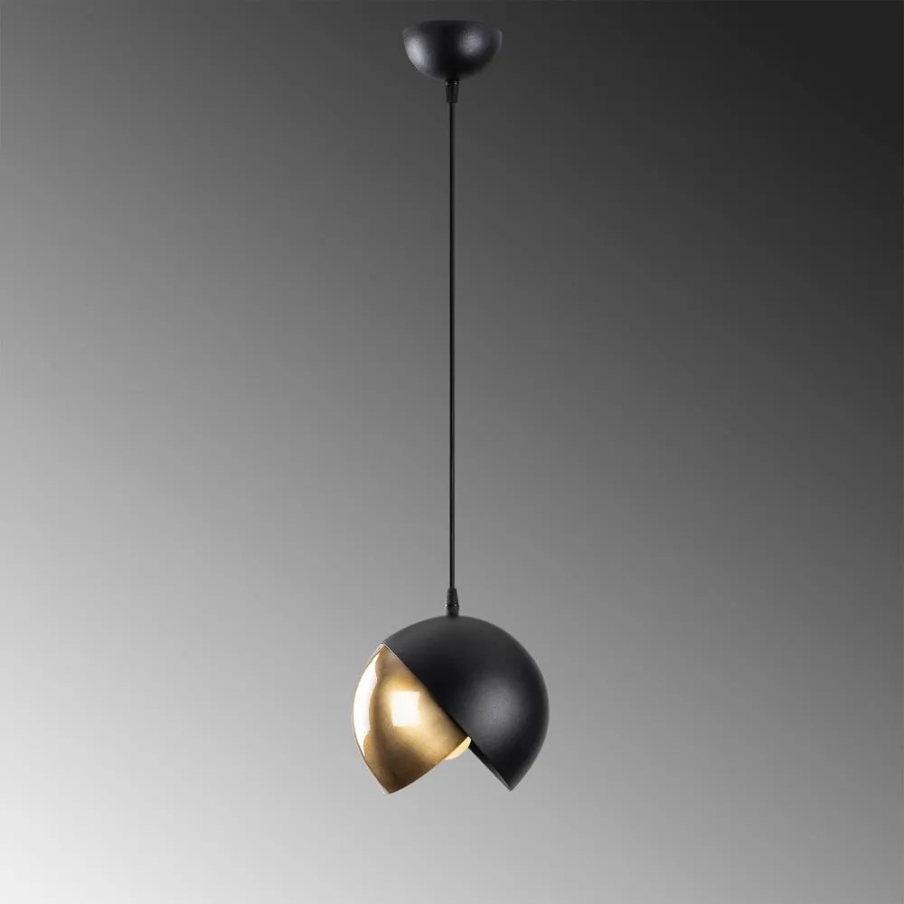 Lampadario nero/dorato con paralume in metallo ø 20 cm Berceste – Opviq lights