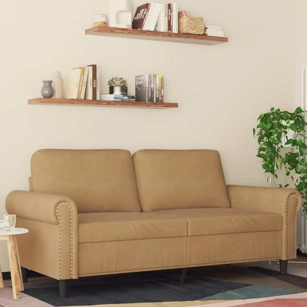 Divano A 2 Posti Marrone 140 Cm İn Velluto /