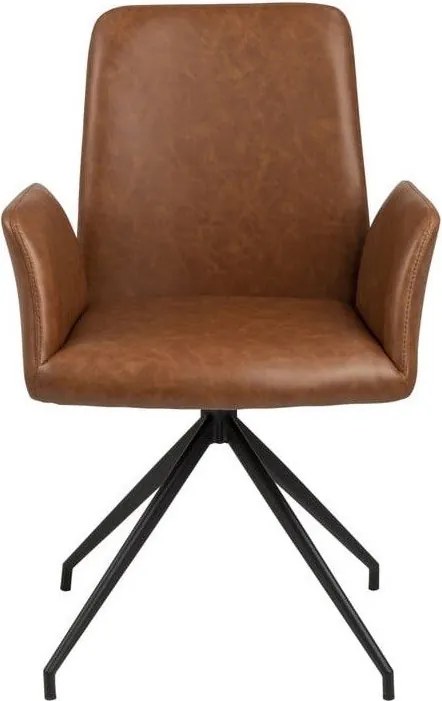 Sedia da pranzo marrone cognac in imbottito con braccioli Naya – Actona