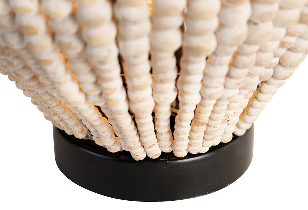 Lampada da tavolo orientale beige con perline - Moti