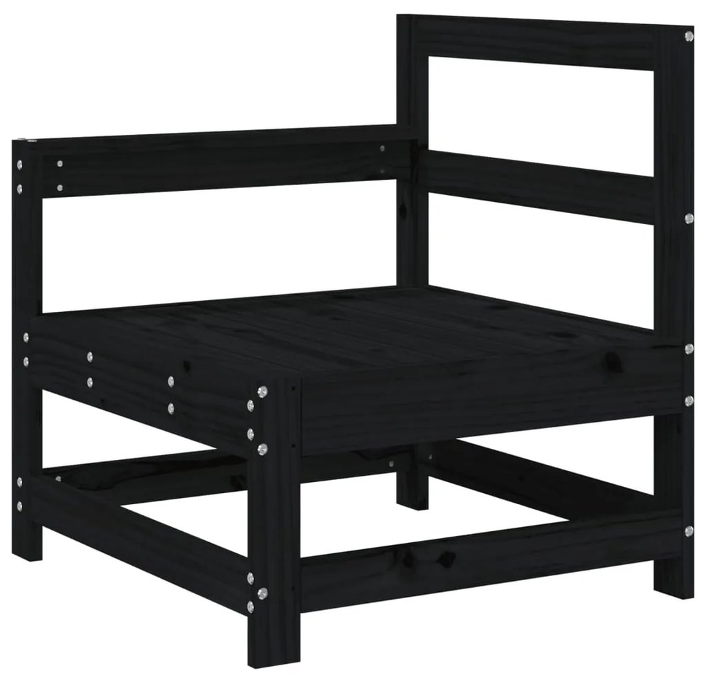 Set Salotto da Giardino 6 pz Nero in Legno Massello di Pino