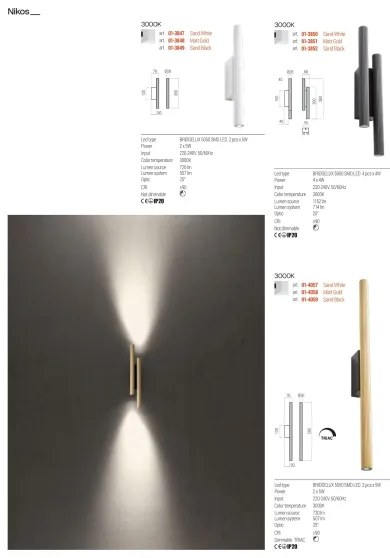 Redo 01-3850 - Applique da parete LED NIKOS 4xLED/4W/230V 3000K CRI 90 bianco