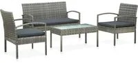 Set Divani da Giardino 4 pz con Cuscini in Polyrattan Grigio 45787