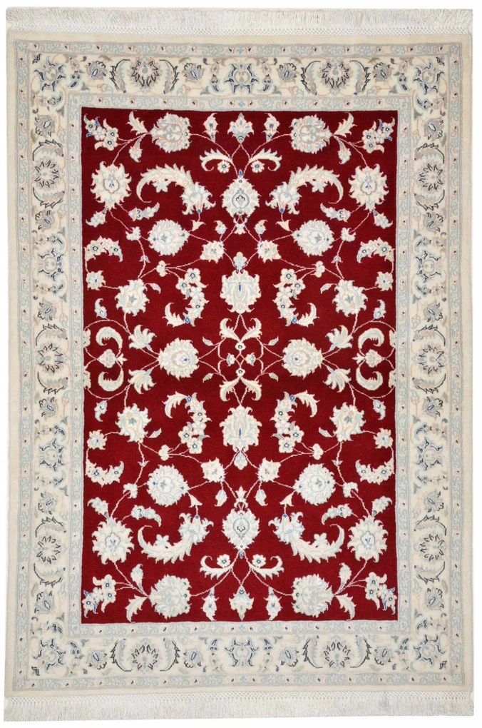 Nain Tappeto persiano 140 x 100 Rosso (Iran) Annodato A Mano