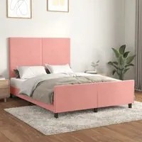 Giroletto con Testiera Rosa 140x190 cm in Velluto 3125634