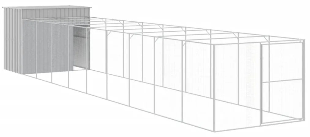 Casetta cani corsa grigio chiaro 214x1069x181cm acciaio zincato