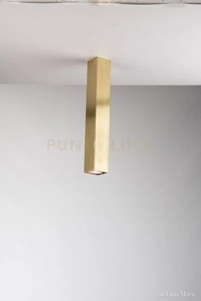 Plafoniera fluke quadrata oro 1 luce attacco gu10 6x6x40cm