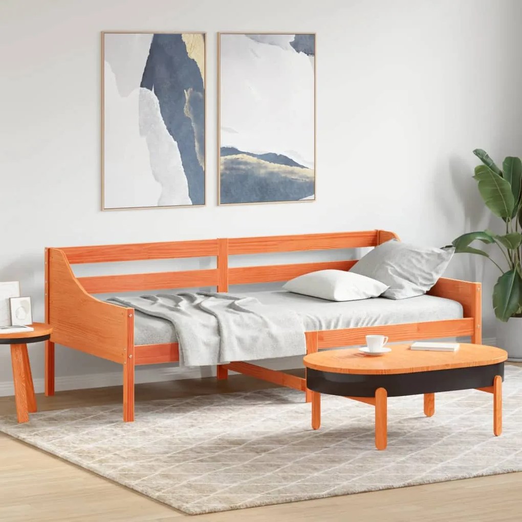 Dormeuse marrone cera 100x200 cm in legno massello di pino