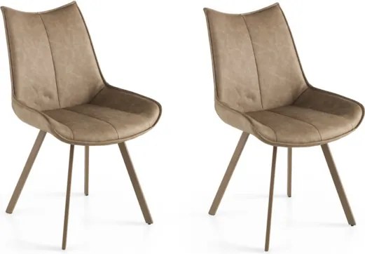 Sedia da pranzo in ecopelle con seduta e gambe Tortora CLODIA Set 2 pz