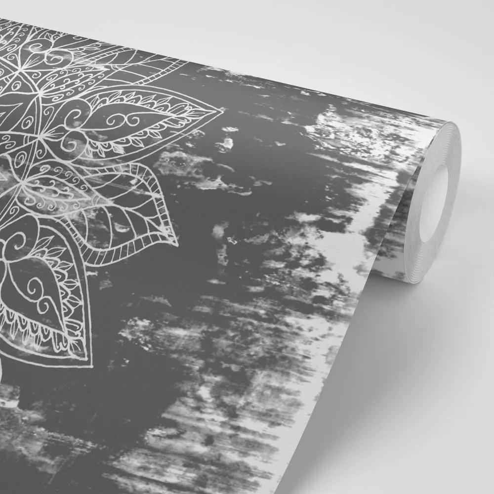 Carta da parati autoadesiva – Texture di mandala in bianco e nero
