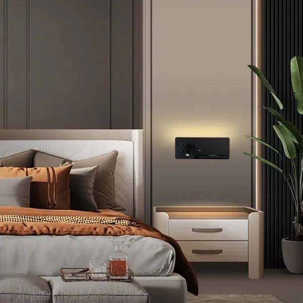 Immax 08287L-LED Applique con ripiano, USB e ricarica wireless LED/3W/230V + LED/3W