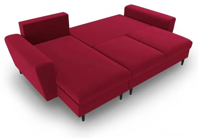 Divano angolare rosso allungabile e con contenitore con rivestimento in velluto Kyoto – Cosmopolitan Design
