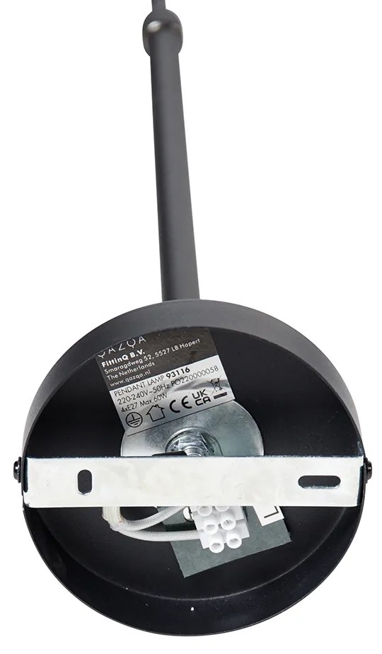 Lampada a sospensione intelligente nera 4 luci incl. Wifi ST64 - Laser