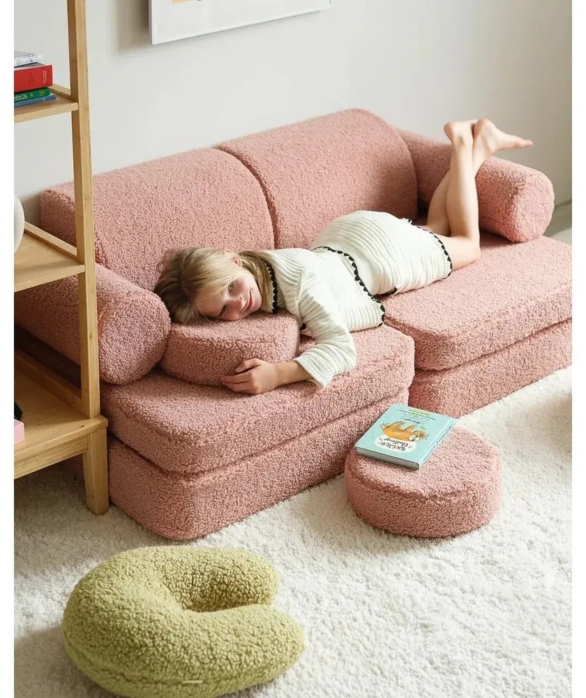 Cuscino per divano da bambini verde con rivestimento in bouclé U – Wigiwama