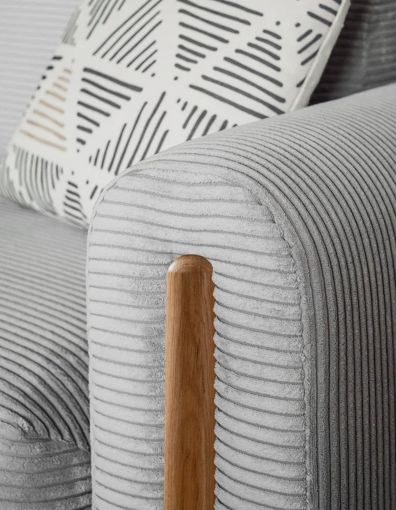 Divano grigio chiaro allungabile/con contenitore e rivestimento in velluto a coste 244 cm Arcadova – ELTAP