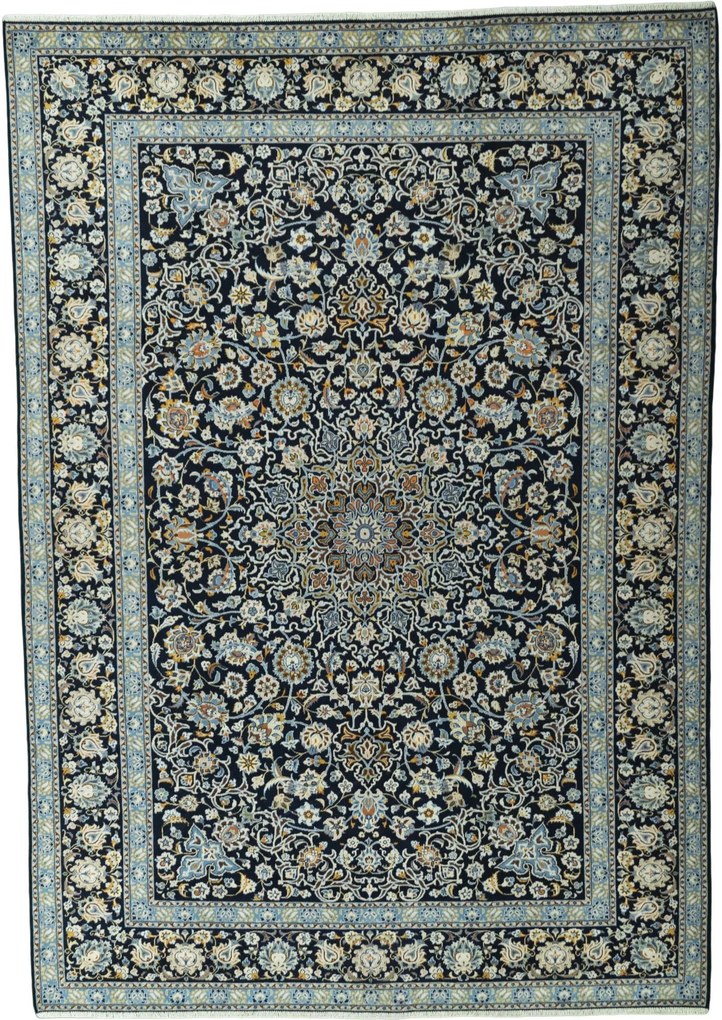 Kashan Tappeto 270x380 Blu (Iran) Annodato A Mano