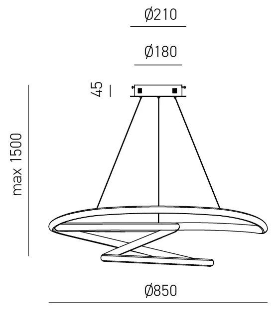 Sospensione Moderna Diva Alluminio Oro Spazzolato 1 Luce Led 80W