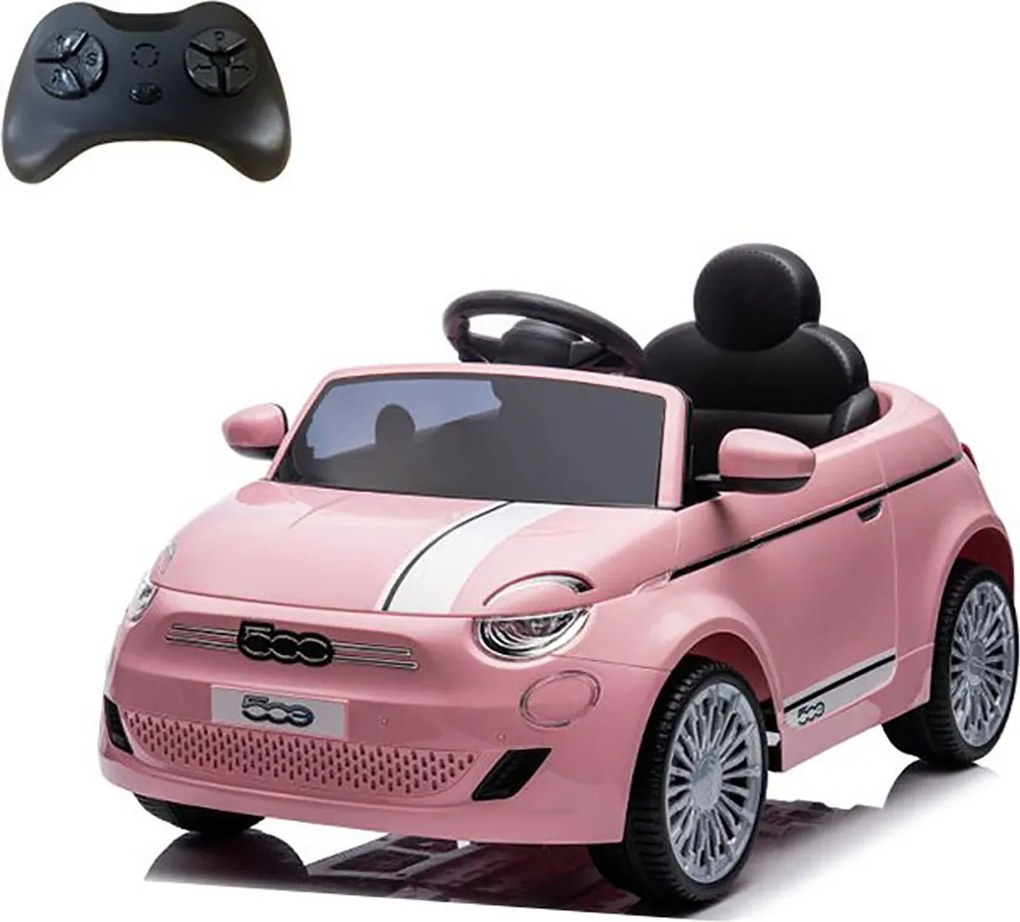 Macchina Elettrica per Bambini Fiat 500 12V 30W con Telecomando Luci e Suoni Rosa...