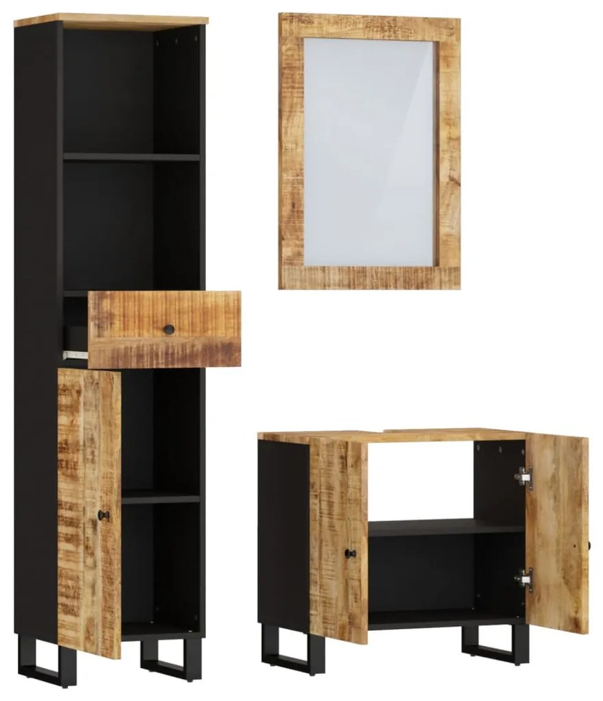 Set mobili da bagno 3pz in legno massello di mango