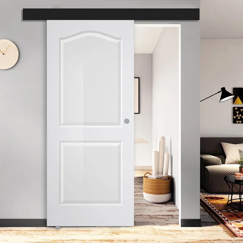 Porta scorrevole Empire in vetro bianco, L 96 x H 215 cm, con binario Atelier nero Sinistra