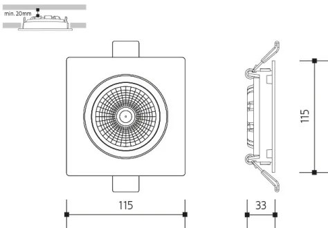 Lampada LED da incasso LED/18W/230V 3000K 11,5x11,5 cm nero