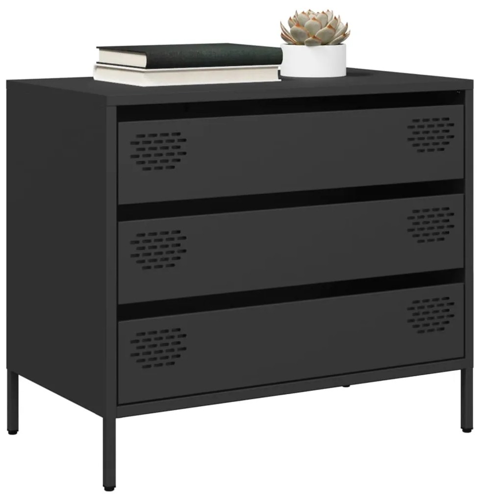 Credenza Nera 68x39x58,5 Cm İn Acciaio Laminato A Freddo /