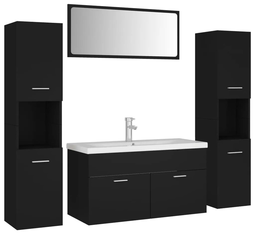 Set mobili da bagno nero in truciolato