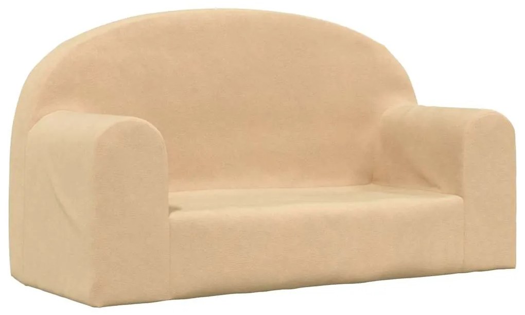 Divano per bambini a 2 posti crema in morbido peluche