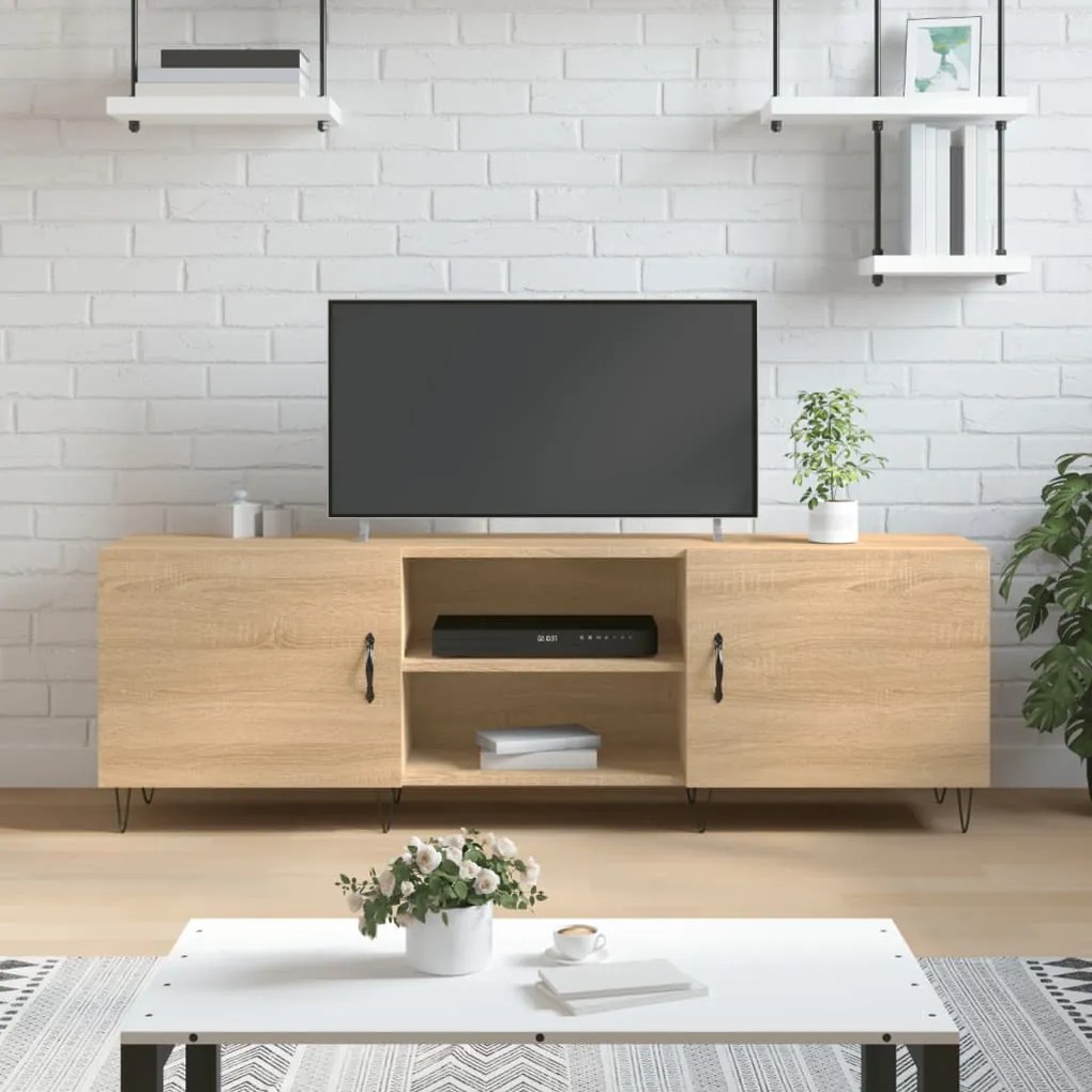 Mobile Porta Tv Rovere Sonoma 150x30x50 Cm İn Legno Multistrato /