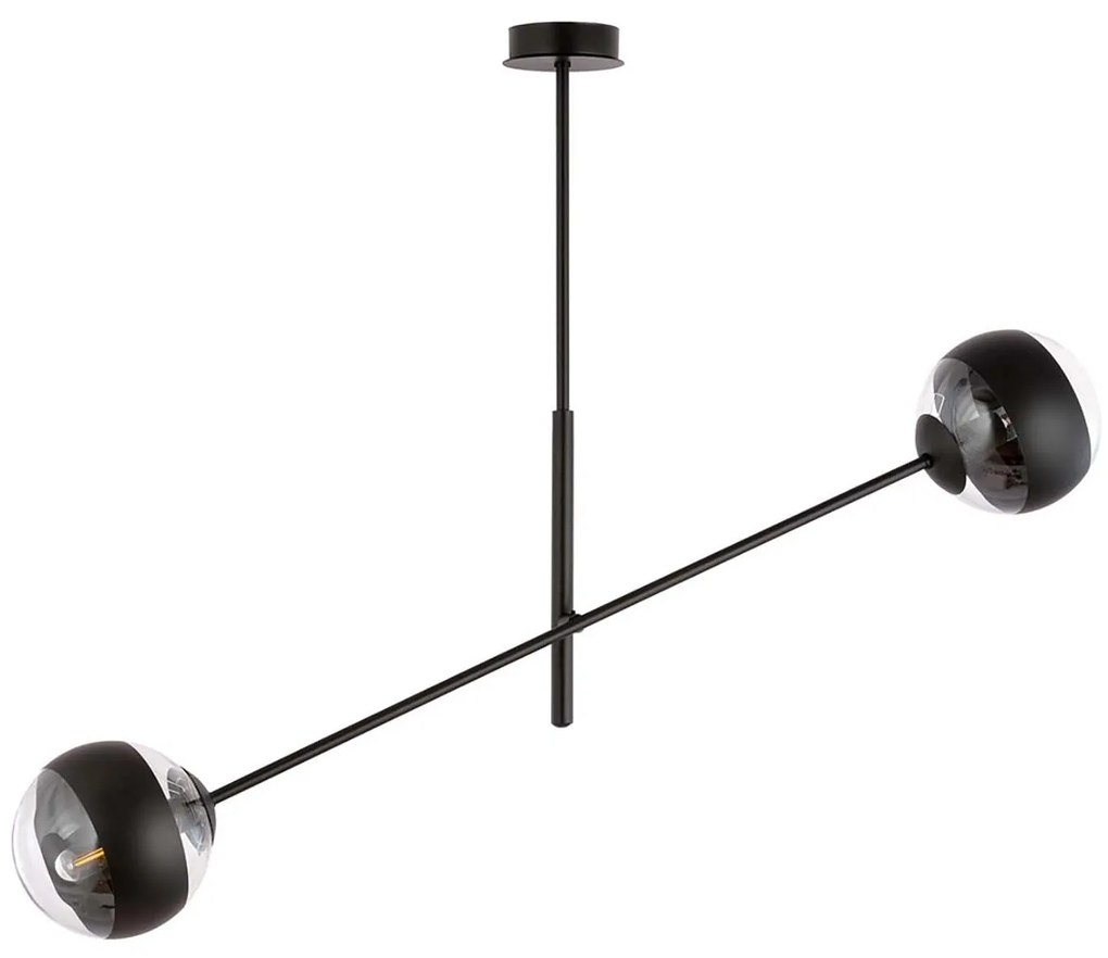 Lampadario Contemporaneo Yama Acciaio Nero 2 Luci E14 Ip20