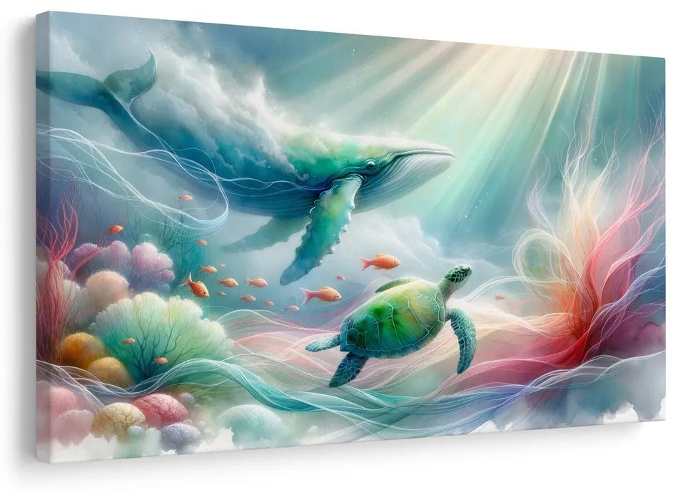 Quadro su tela – Balena e tartaruga marina