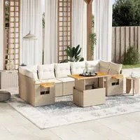 Set Divano da Giardino 8 pz con Cuscini Beige in Polyrattan 3273431