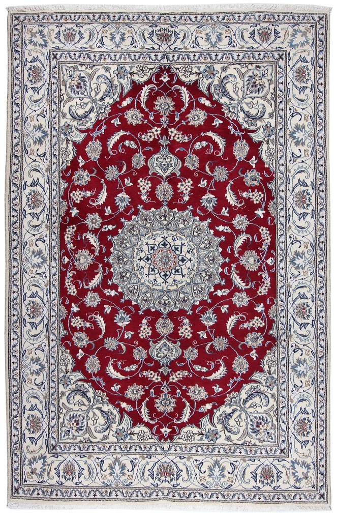 Nain Tappeto persiano 300 x 200 Rosso (Iran) Annodato A Mano