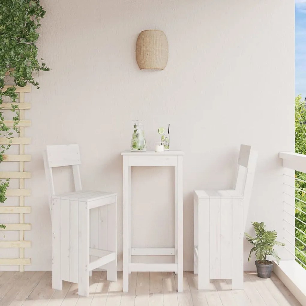 Sgabelli da bar 2pz bianchi 40x48,5x115,5cm legno massello pino