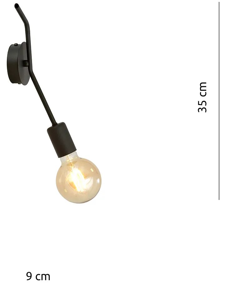 Applique Industrial 1 Luce Febe In Acciaio Nero A Braccio
