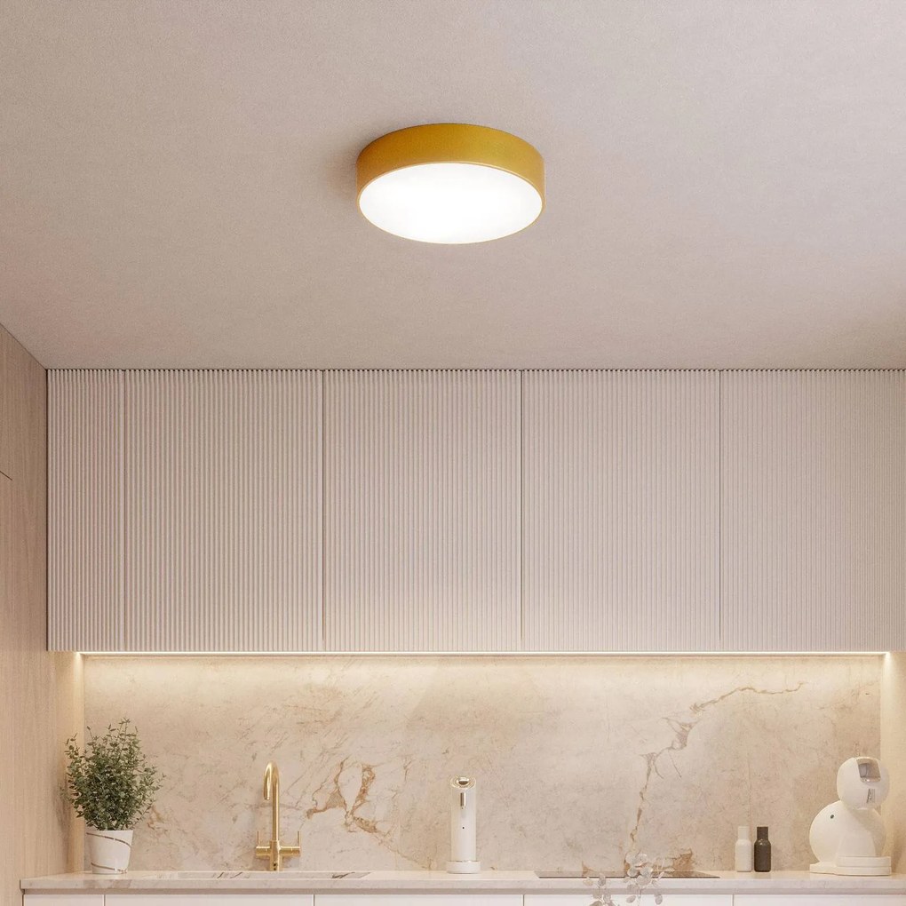 TEMAR LIGHTING Plafoniera Cleo, Ø 20 cm, IP54, colore oro, metallo, E27