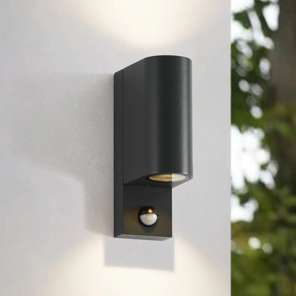 Lindby applique da esterno Palina, sensore, IP44, antracite Palina Lindby, dimmerabile, Nero, Alluminio, Moderno