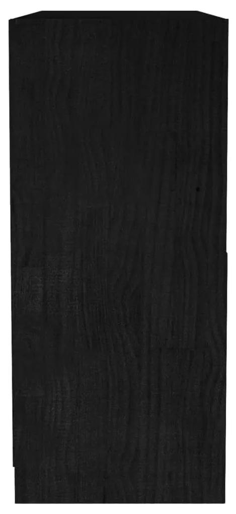 Libreria nera 104x33x76 cm in legno massello di pino